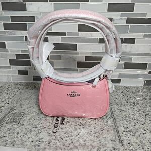 Coach Teri Mini Crossbody Bag In Signature Leather With Heart Charm (Pink)